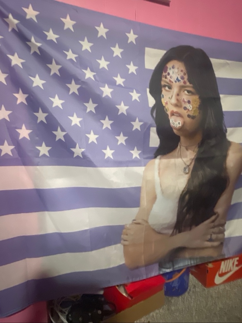 Olivia Rodrigo American Flag Wall Poster with Portrait